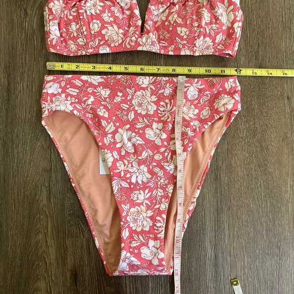 J. Crew High-rise Bikini Set Tossed Floral Dark Flamingo - Picture 10 of 10